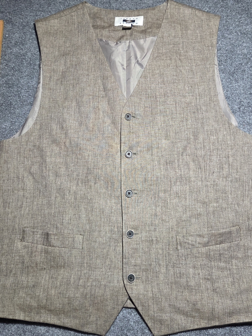 Joseph Abboud Mens XL Linen Suit Vest Leomaster Italian Fabric Brown